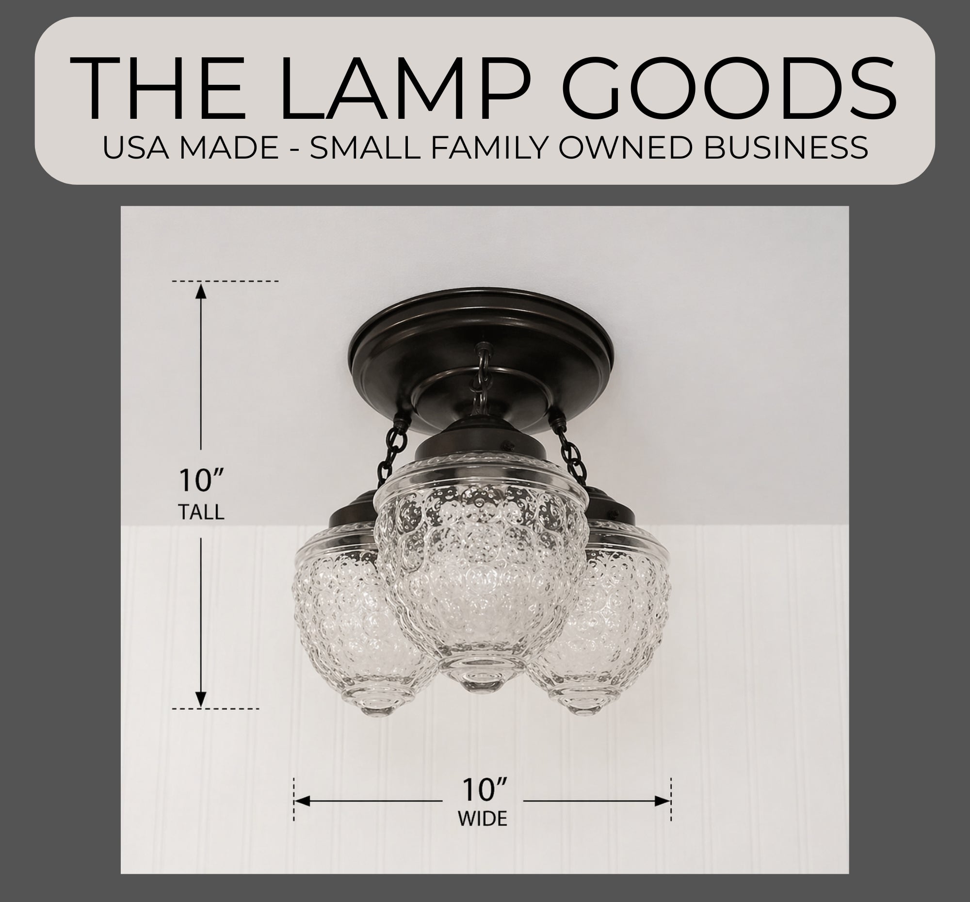 Antique Acorn Glass Ceiling Light 3-Light Chain Trio