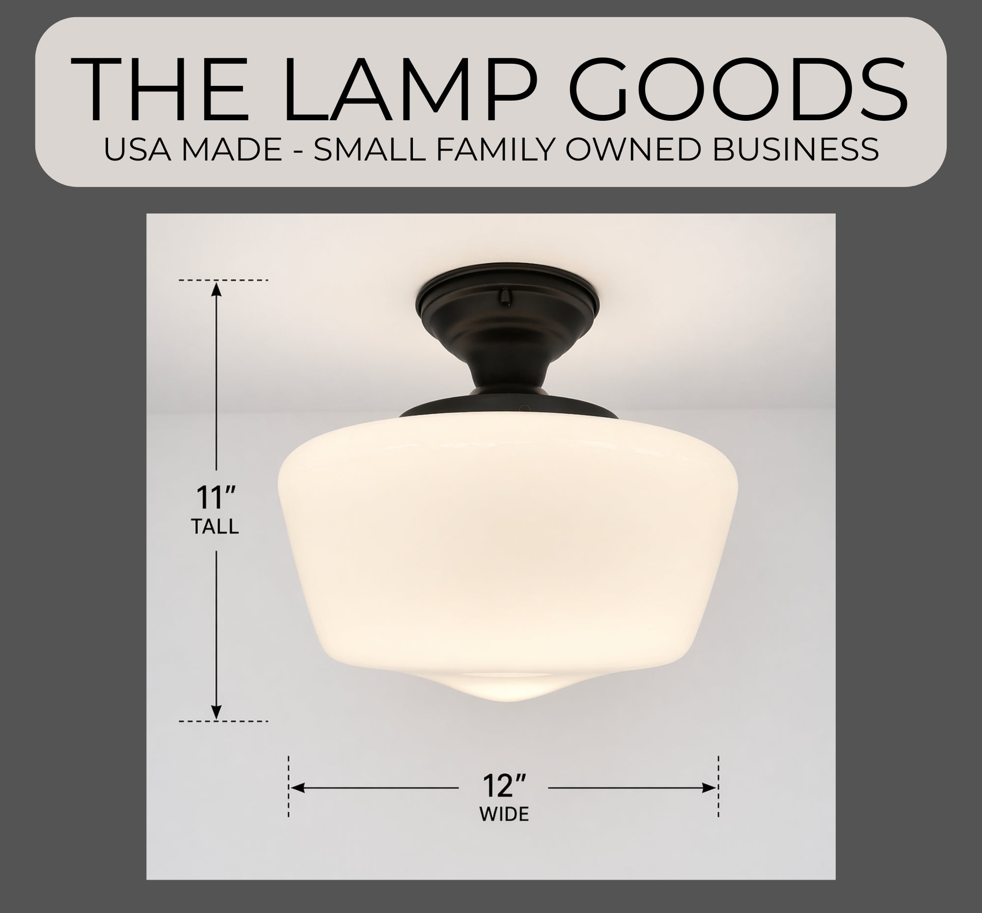 Large Milk Glass Schoolhouse Ceiling Light