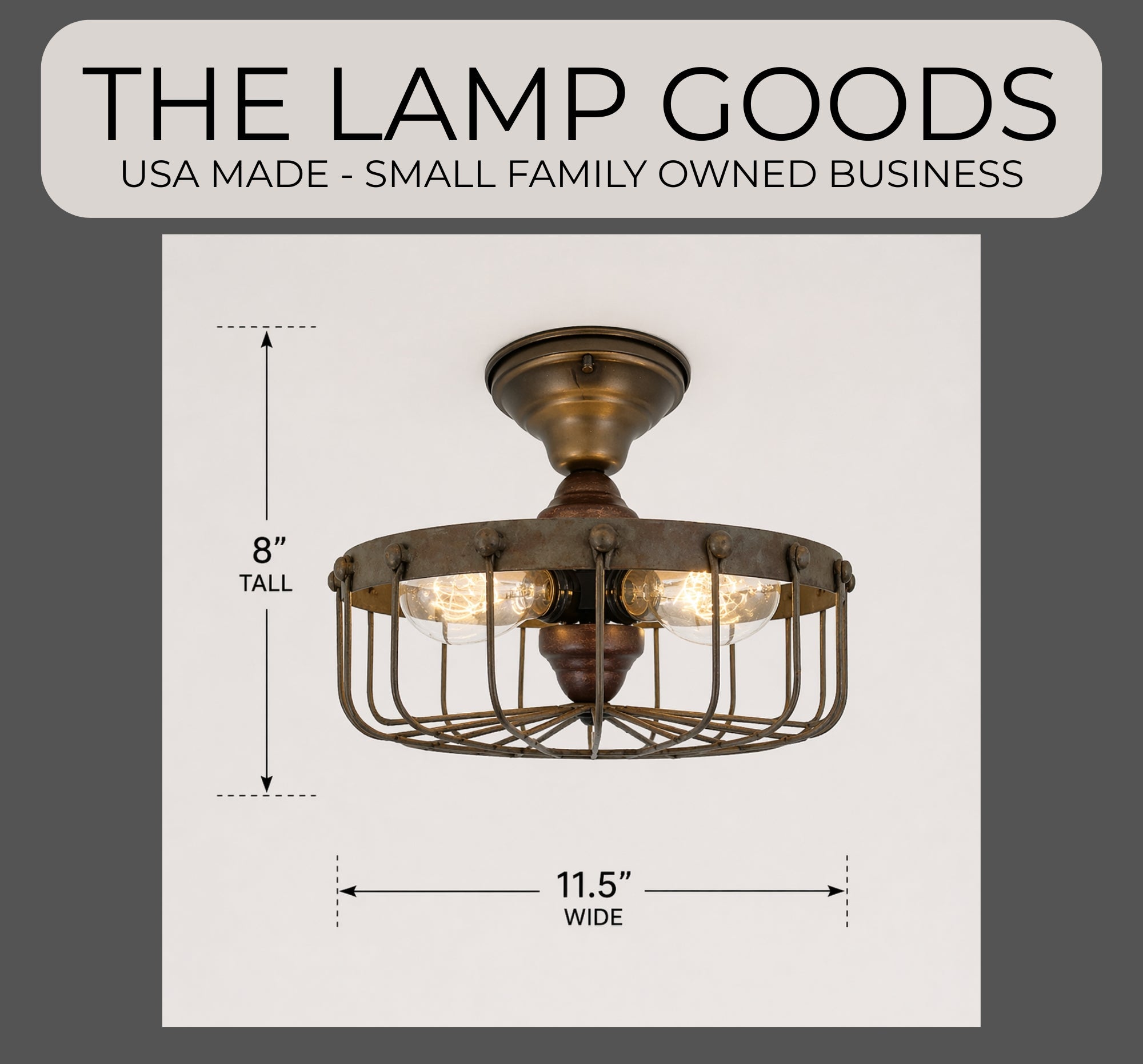 Rustic Industrial Cage Ceiling Light