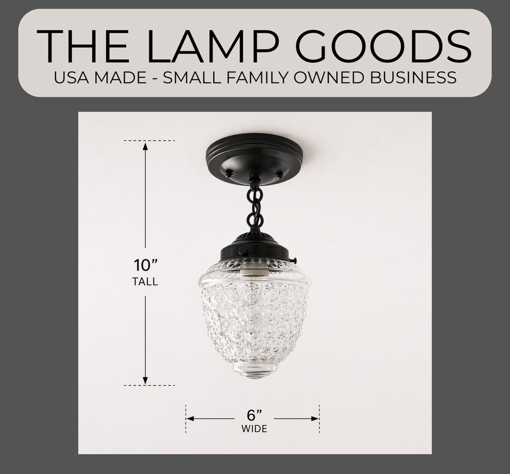 Antique Acorn Glass Ceiling Light with Chain 6in