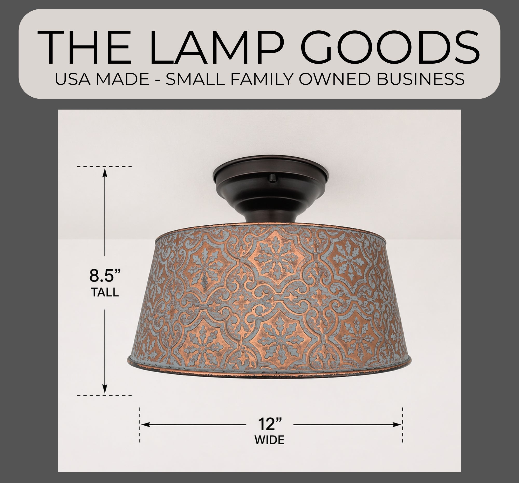 Ornate Copper Farmhouse Ceiling Light 4-Bulb Flush Mount