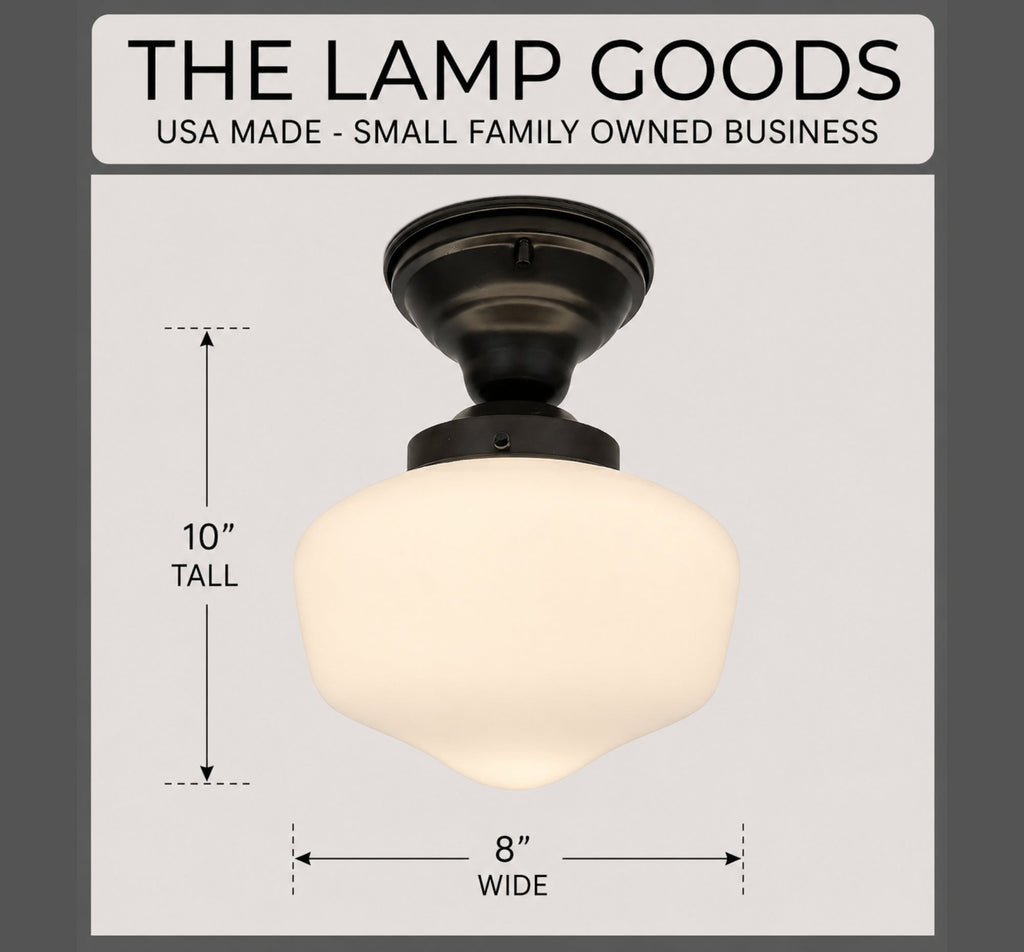 Modern Milk Glass Schoolhouse Ceiling Light 8"