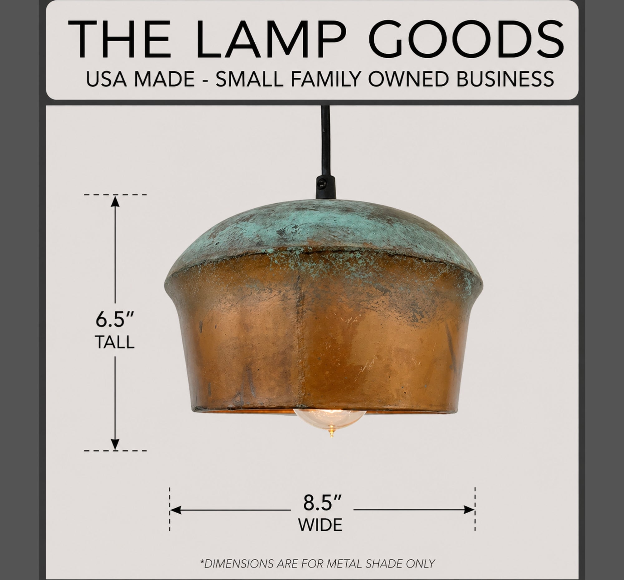 Copper Farmhouse Pendant Light 8.5in