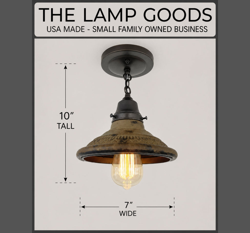 Rustic Industrial Farmhouse Ceiling Light Metal Flush Mount