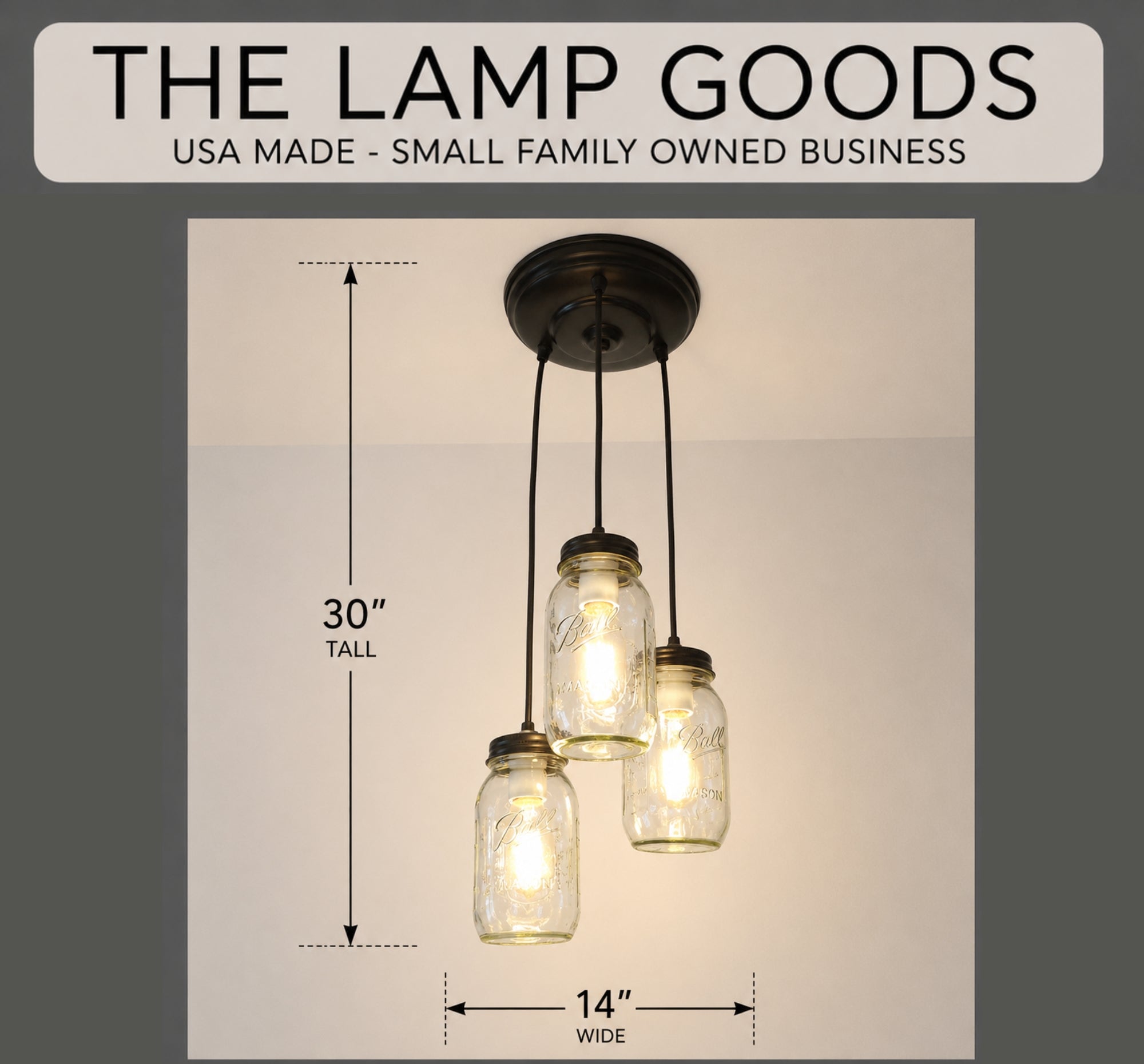 Rustic Mason Jar Chandelier Light Trio