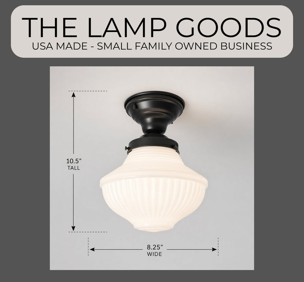 Traditional Milk Glass Semi-Flush Ceiling Light