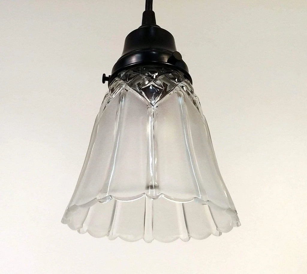 Antique Diamond 1960's Frost Pendant Light