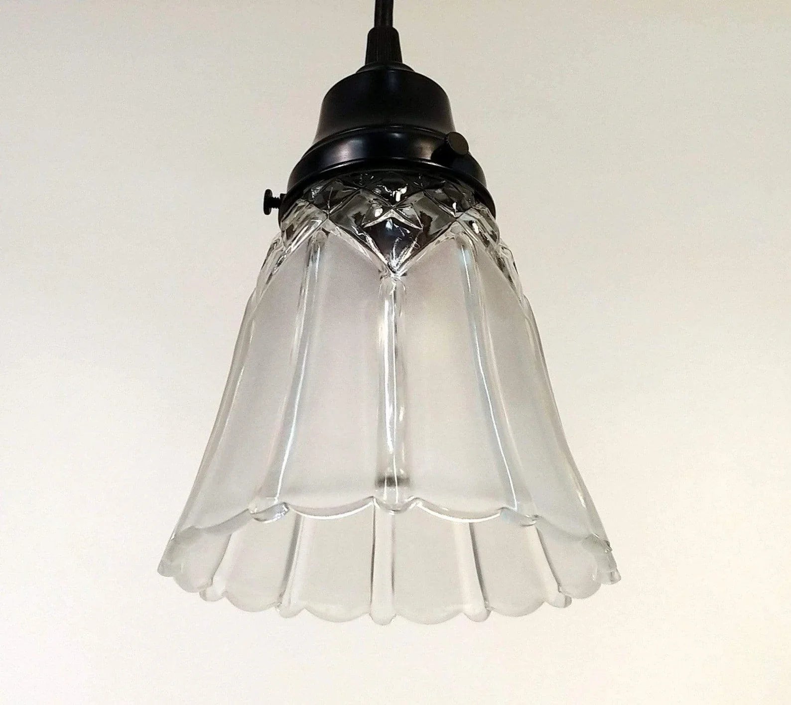 Antique Diamond 1960's Frost Pendant Light