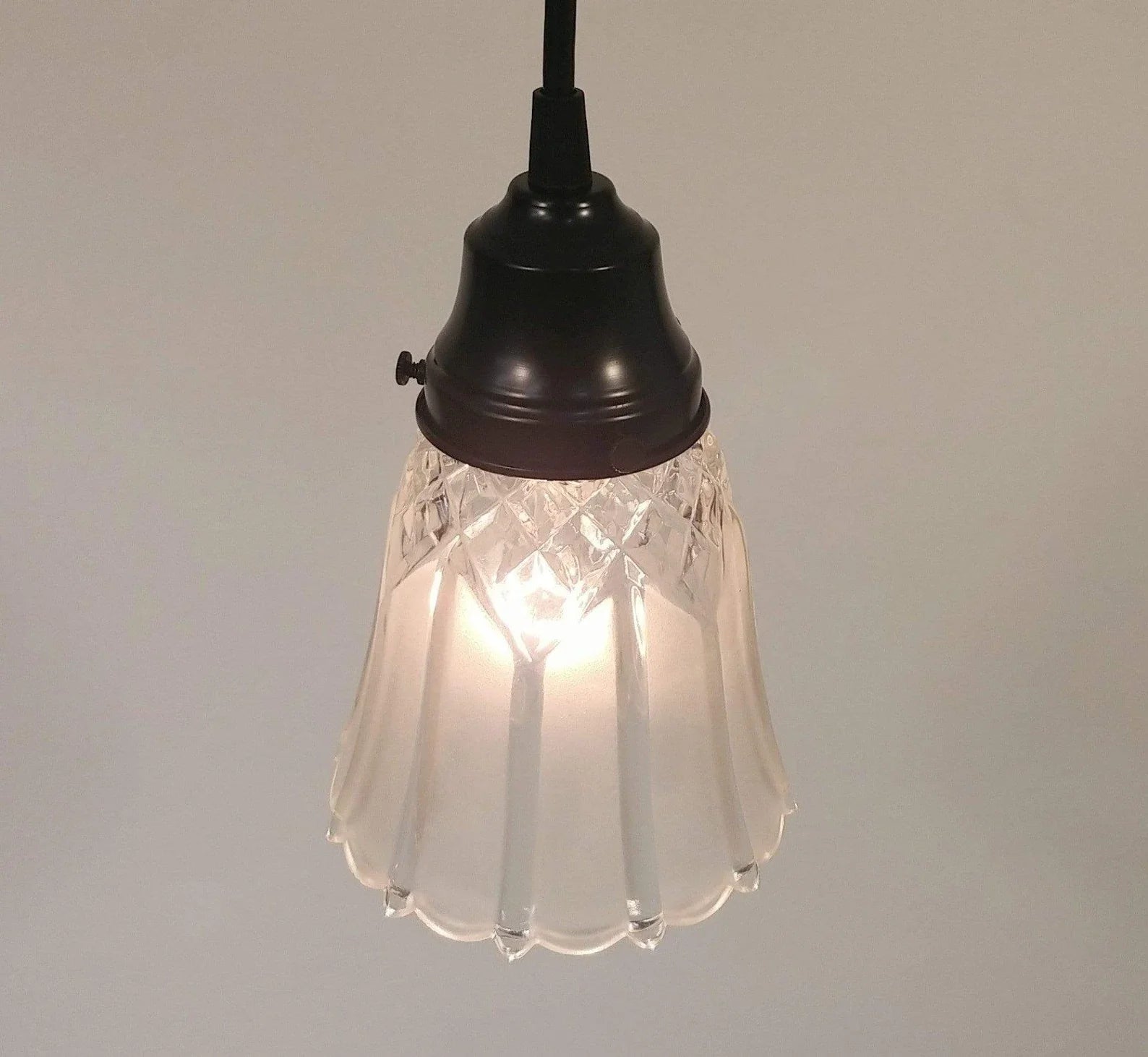 Antique Diamond 1960's Frost Pendant Light