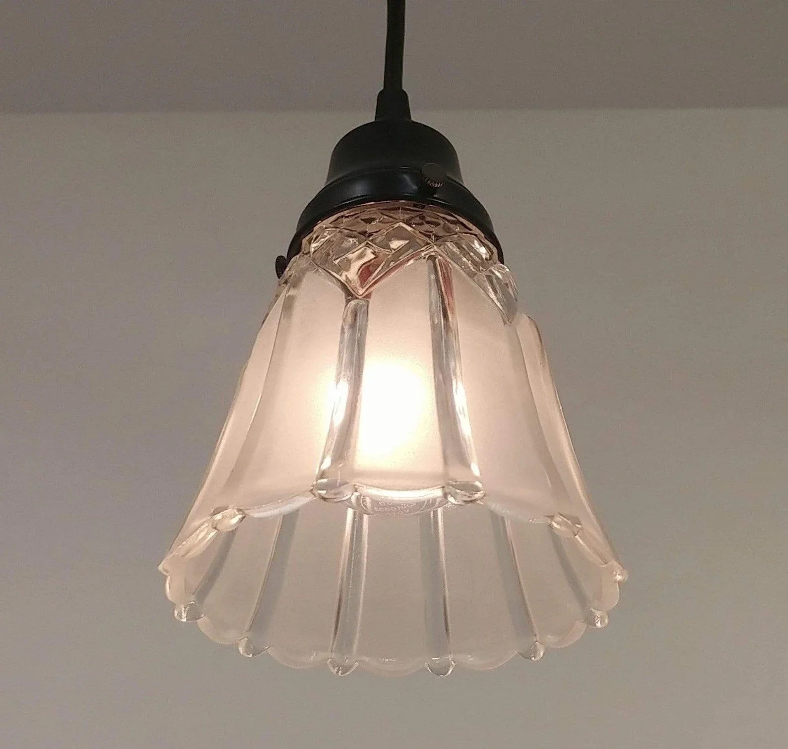 Antique Diamond 1960's Frost Pendant Light