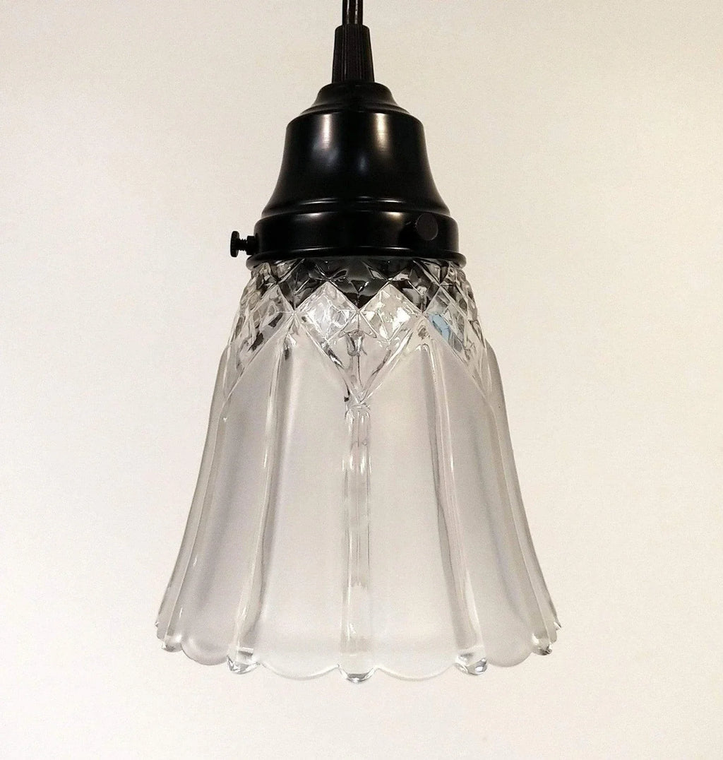 Antique Diamond 1960's Frost Pendant Light