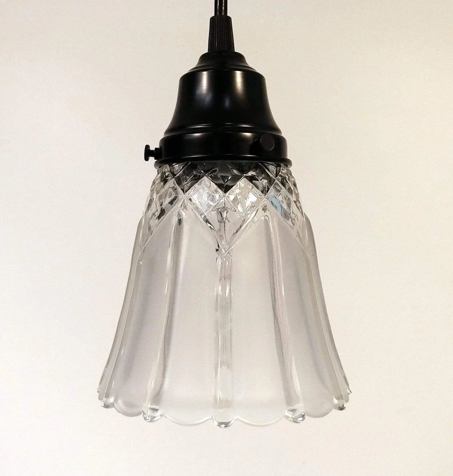 Antique Diamond 1960's Frost Pendant Light