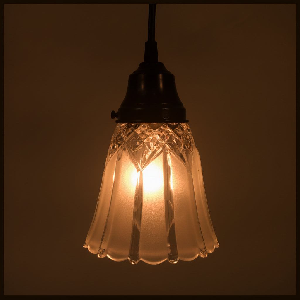 Antique Diamond 1960's Frost Pendant Light