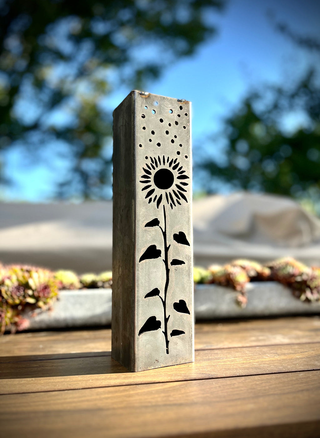 Sunflowers Under the Stars Solar Luminary Pillars