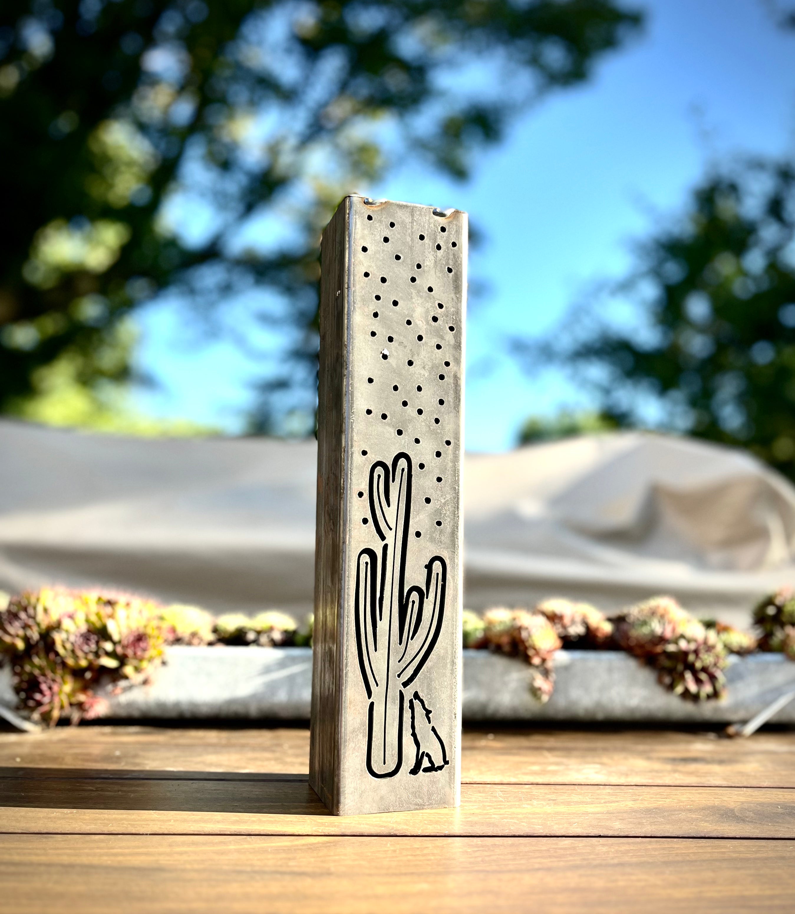 Desert Night Solar Luminary Pillars