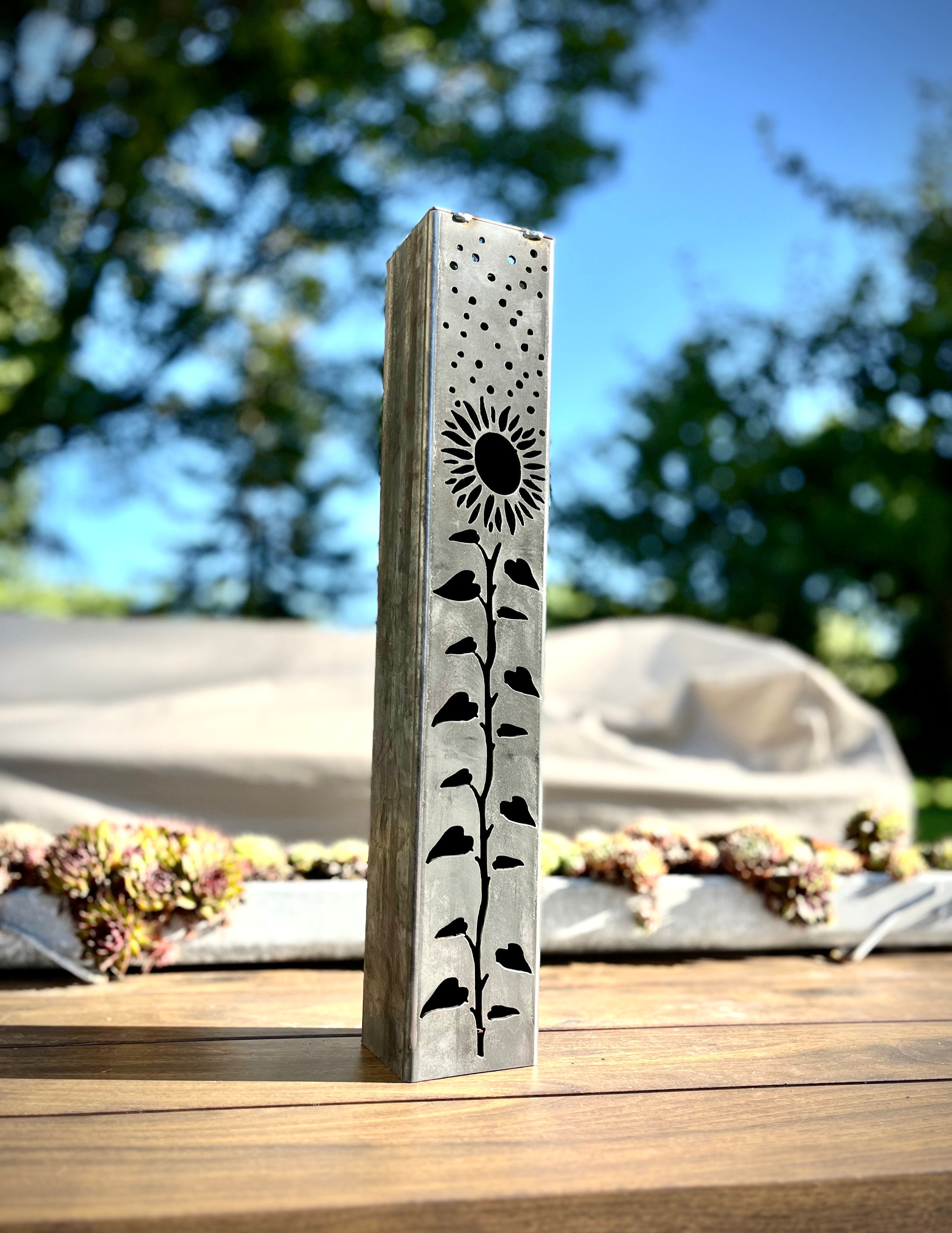 Sunflowers Under the Stars Solar Luminary Pillars