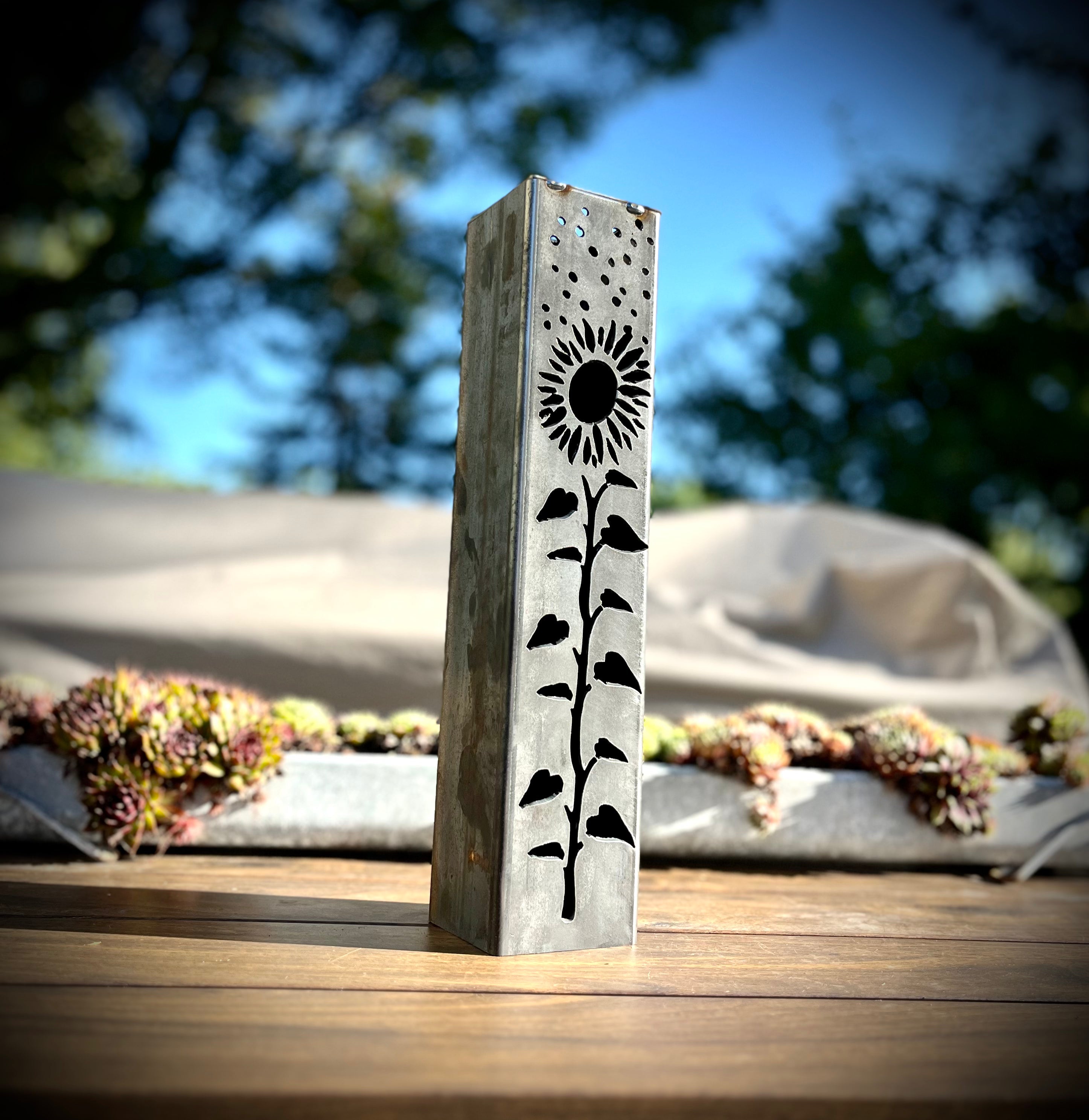 Sunflowers Under the Stars Solar Luminary Pillars
