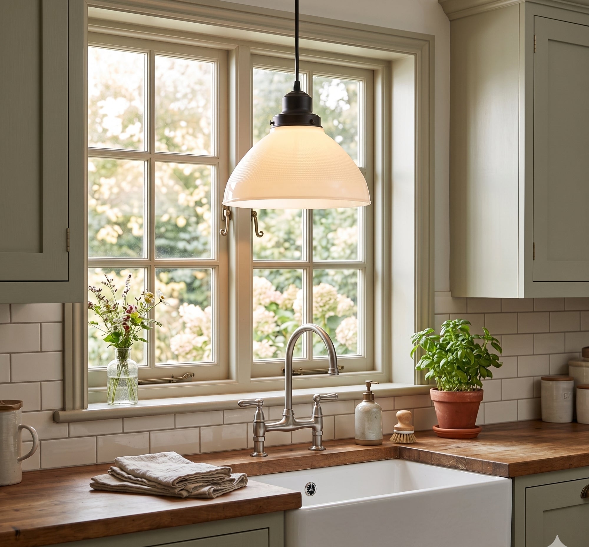 Authentic Antique Milk Glass Pendant Light