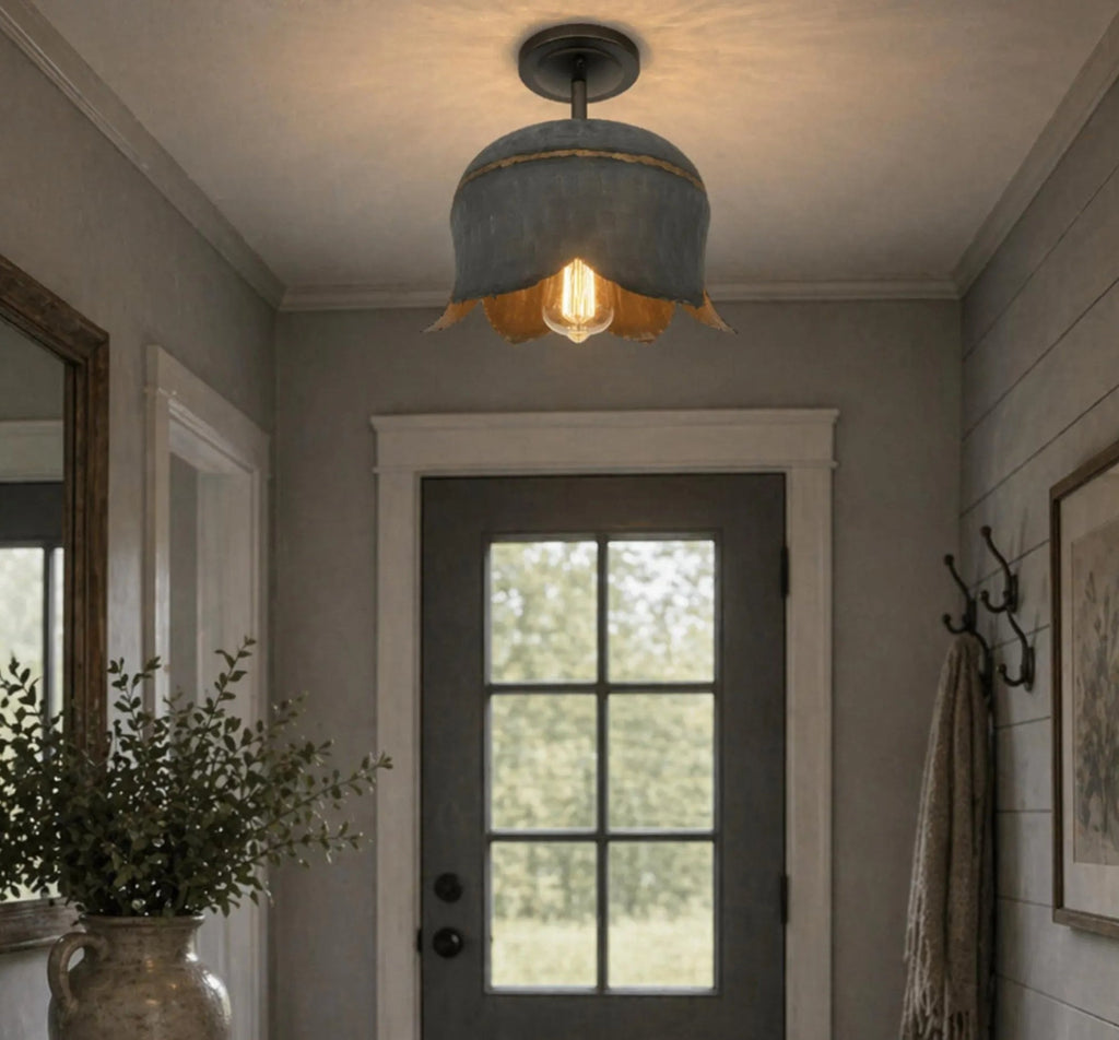 Large Lotus Galvanized Ceiling Light