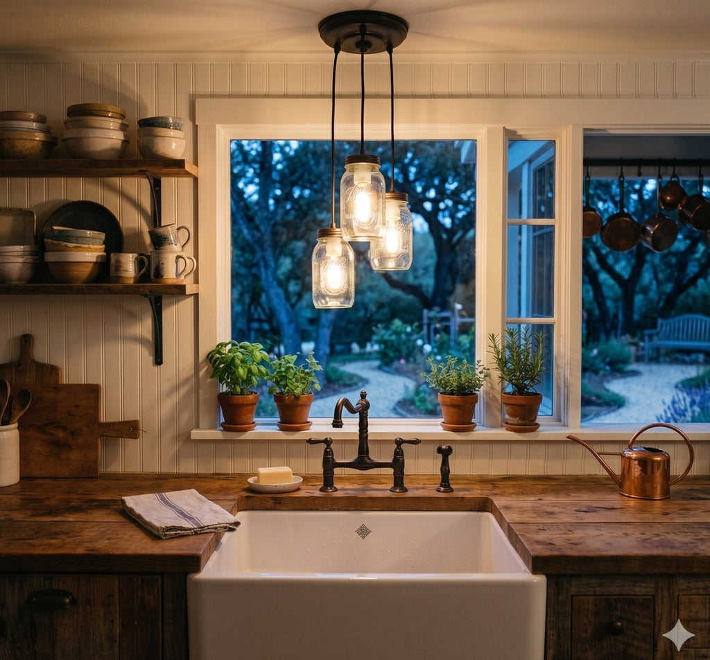 Rustic Mason Jar Chandelier Light Trio