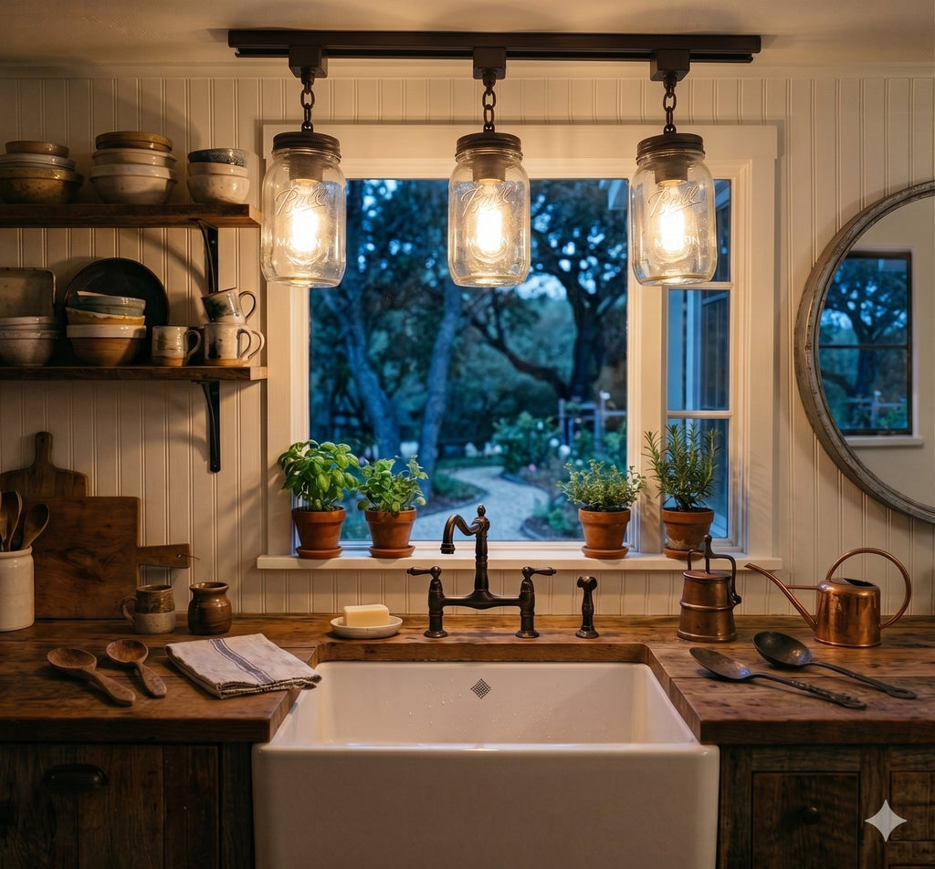 Mason Jar Track Lighting Trio