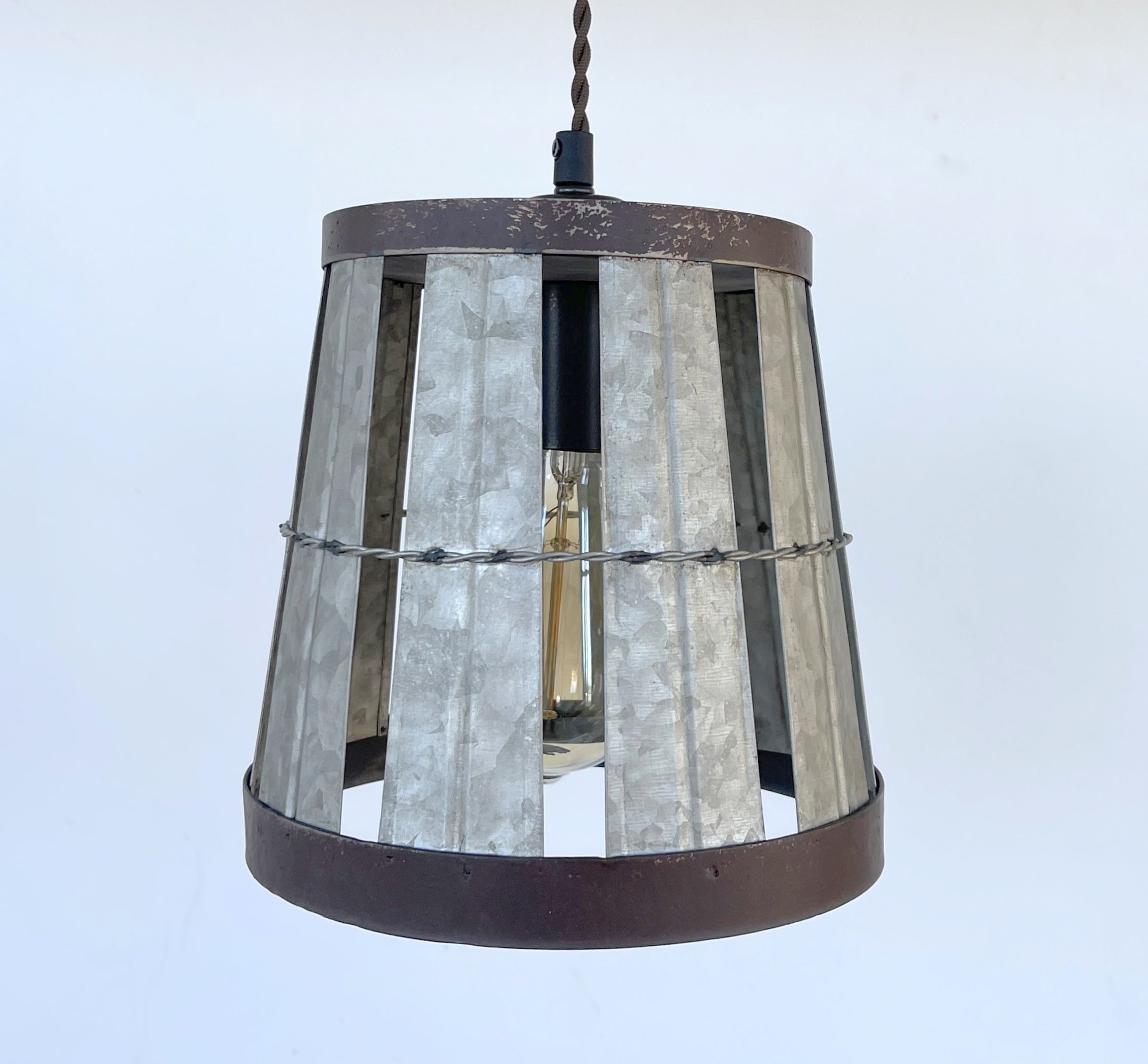 Galvanized Open Weave Idustrial Pendant Light