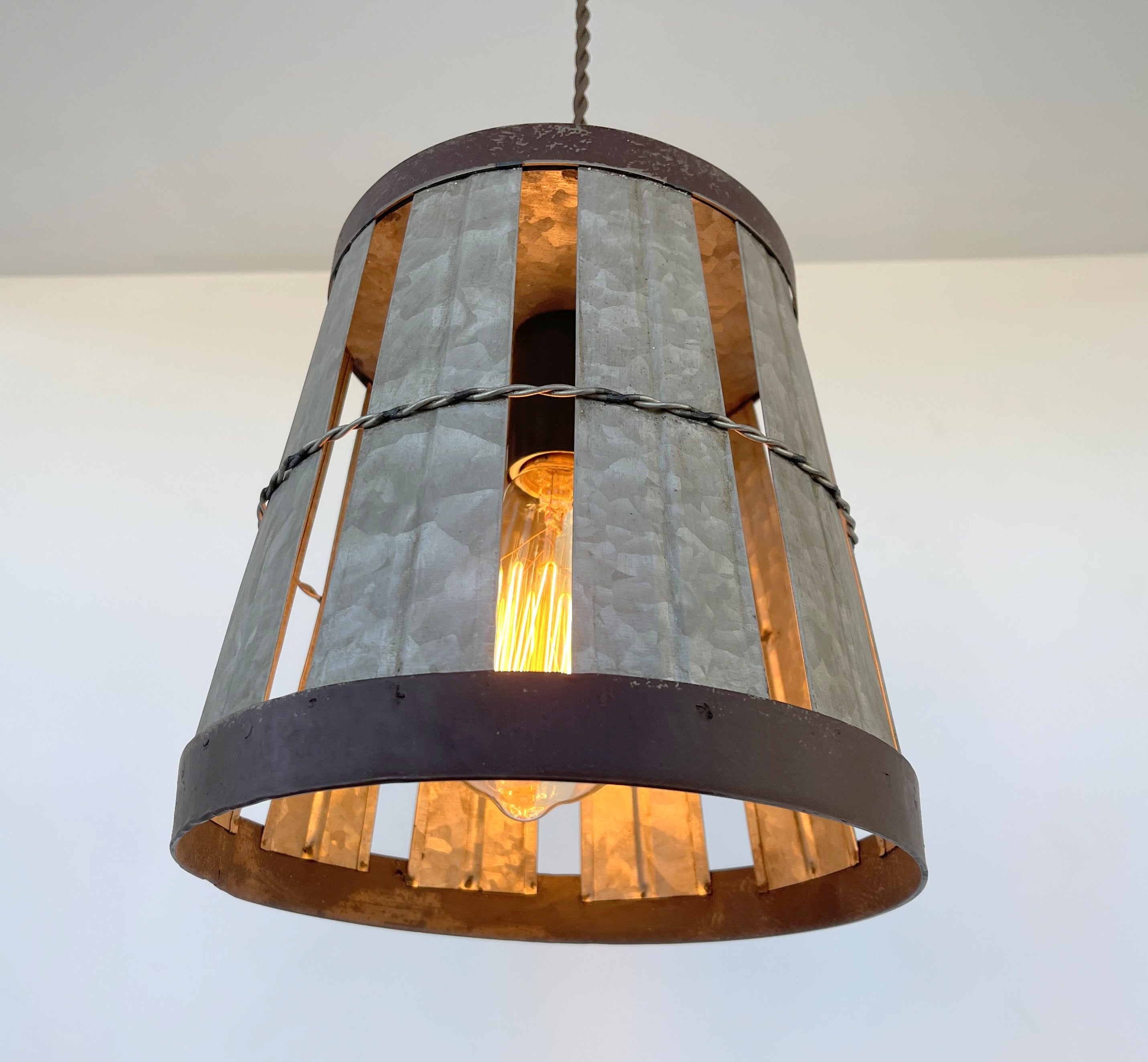 Galvanized Open Weave Idustrial Pendant Light