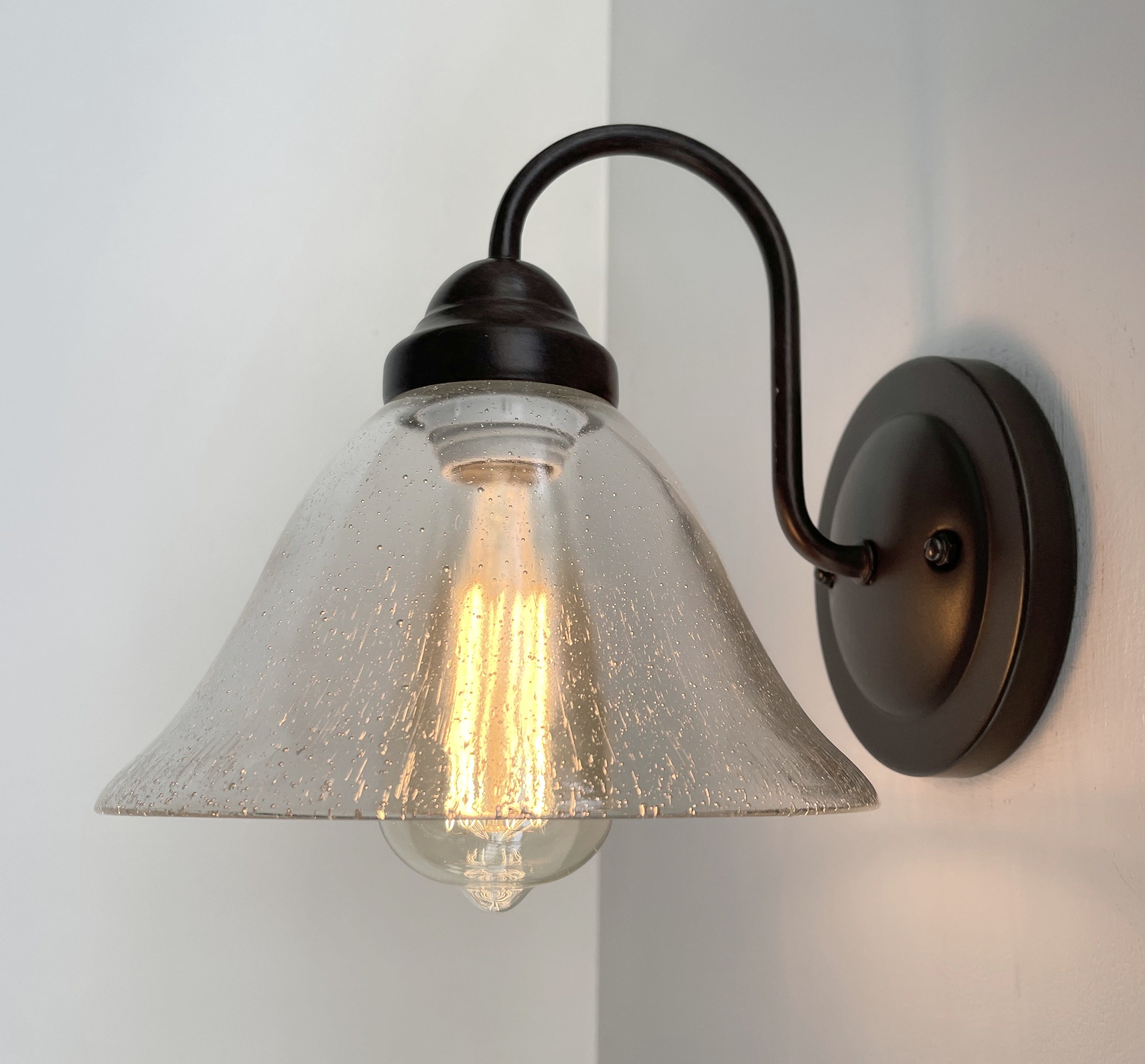 1960s Heavy Seeded Glass Wall Sconce