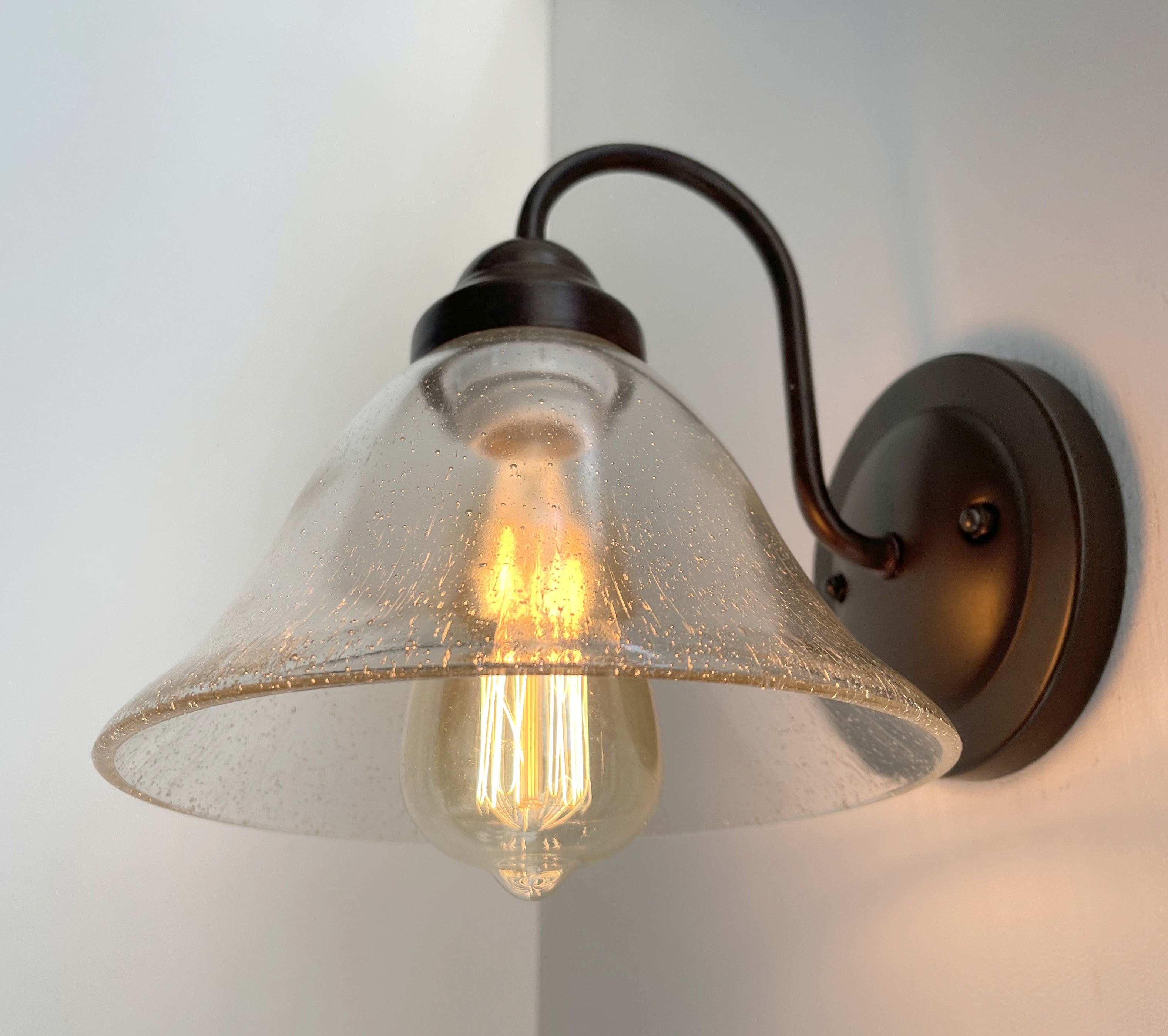 1960s Heavy Seeded Glass Wall Sconce