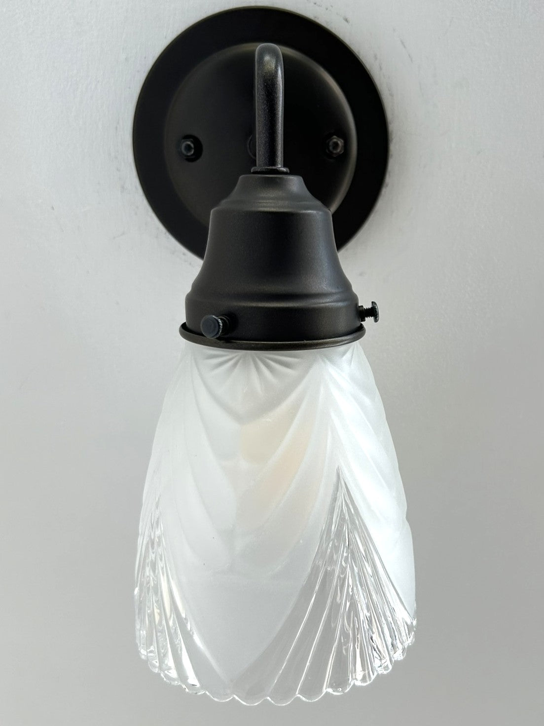 Clear And Frost Fan Ribbed Scallop Pendant Light Wall Sconce