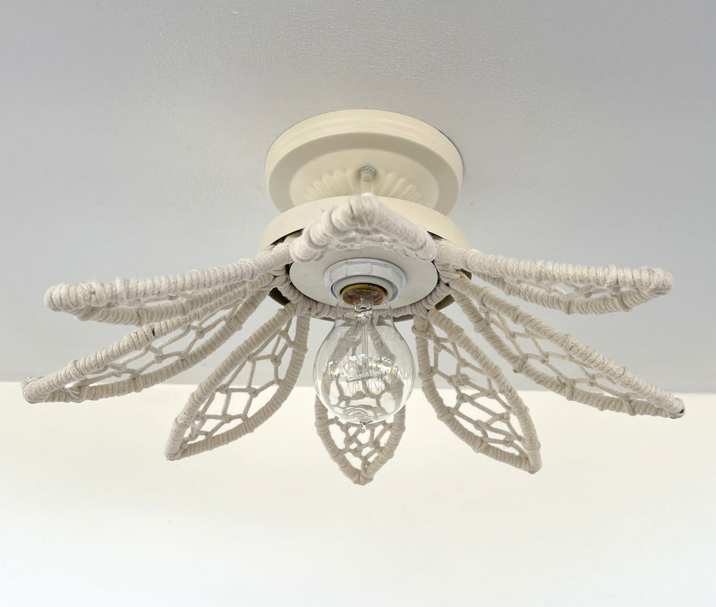 Ivory Natural Floral Ceiling Light Fixture