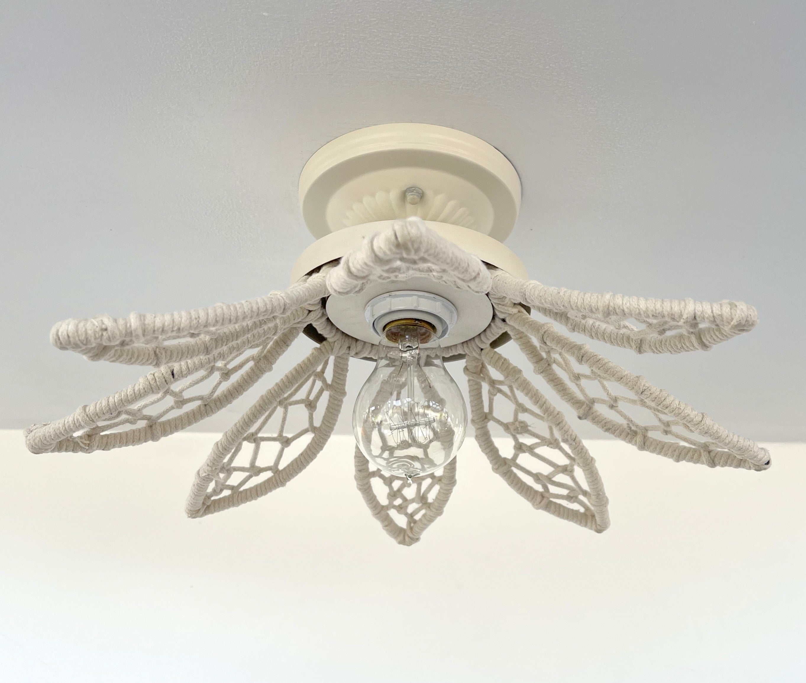 Ivory Natural Floral Ceiling Light Fixture
