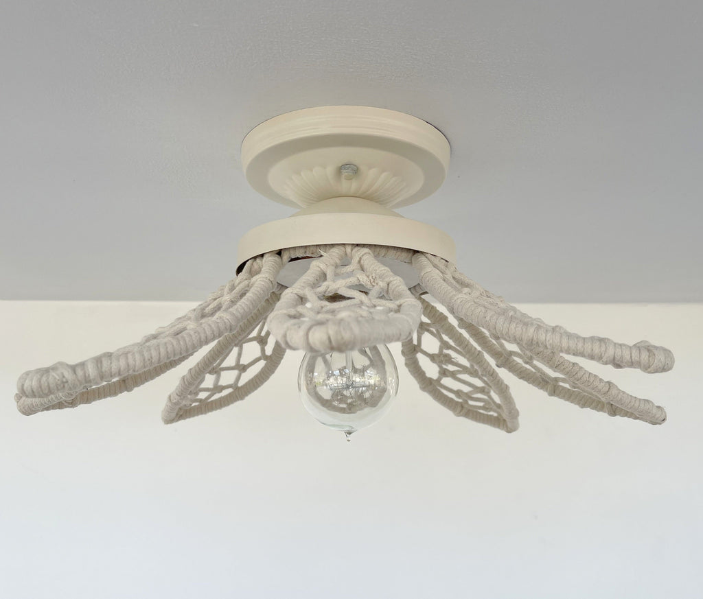 Ivory Natural Floral Ceiling Light Fixture