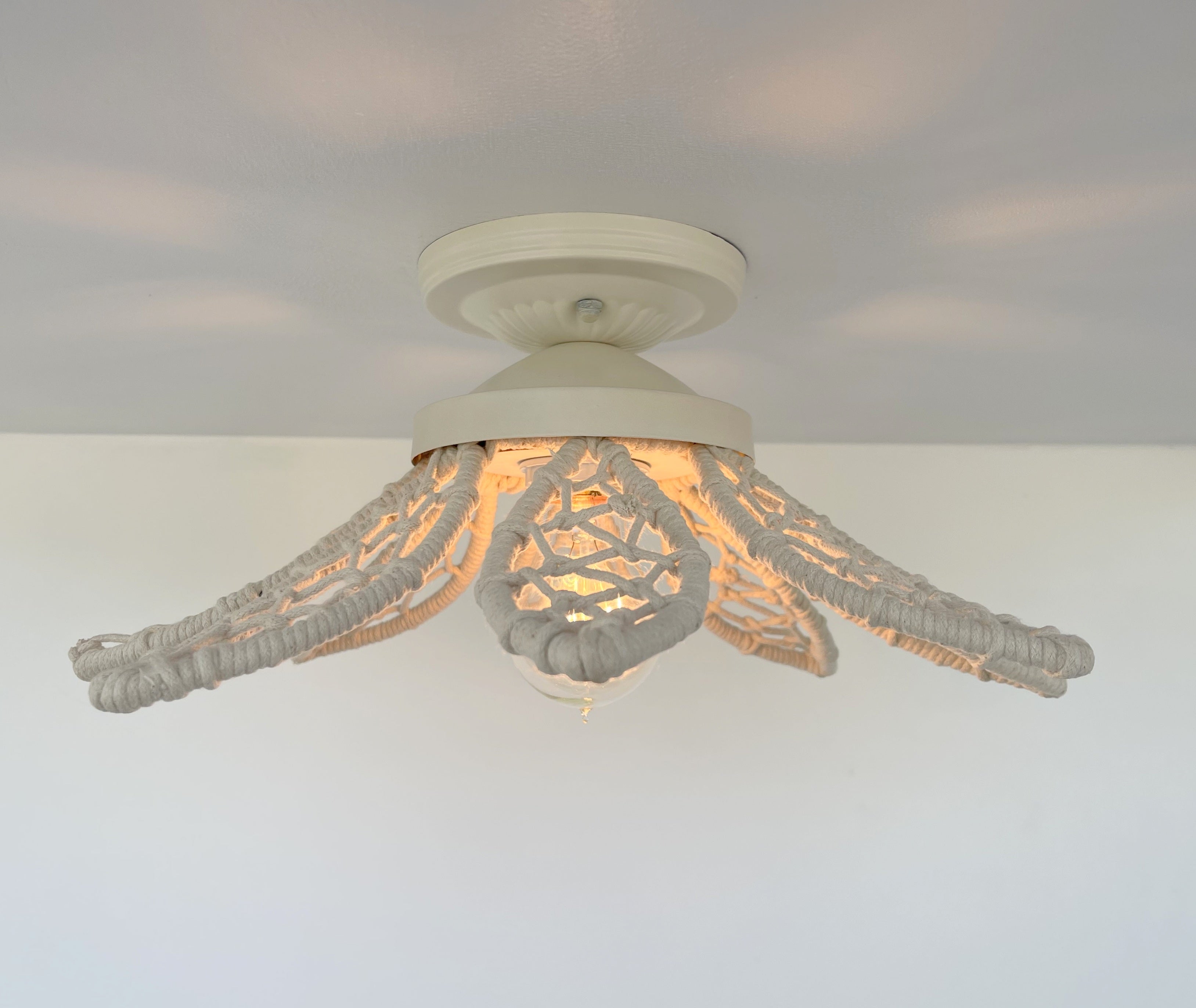 Ivory Natural Floral Ceiling Light Fixture