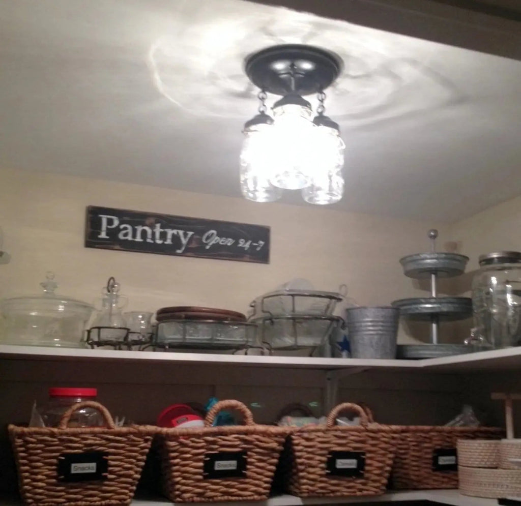 Mason Jar Vintage Light Fixture Quart Chain Trio
