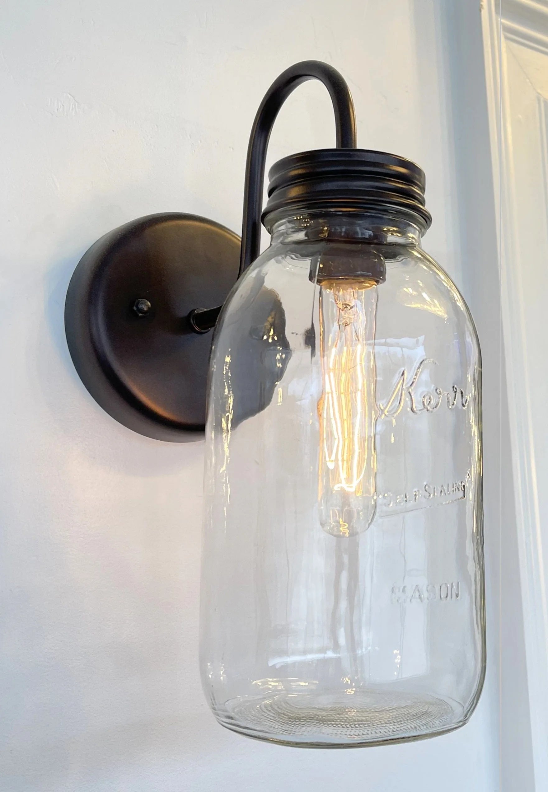 Vintage Kerr Mason Jar Wall Sconce Lighting Fixture
