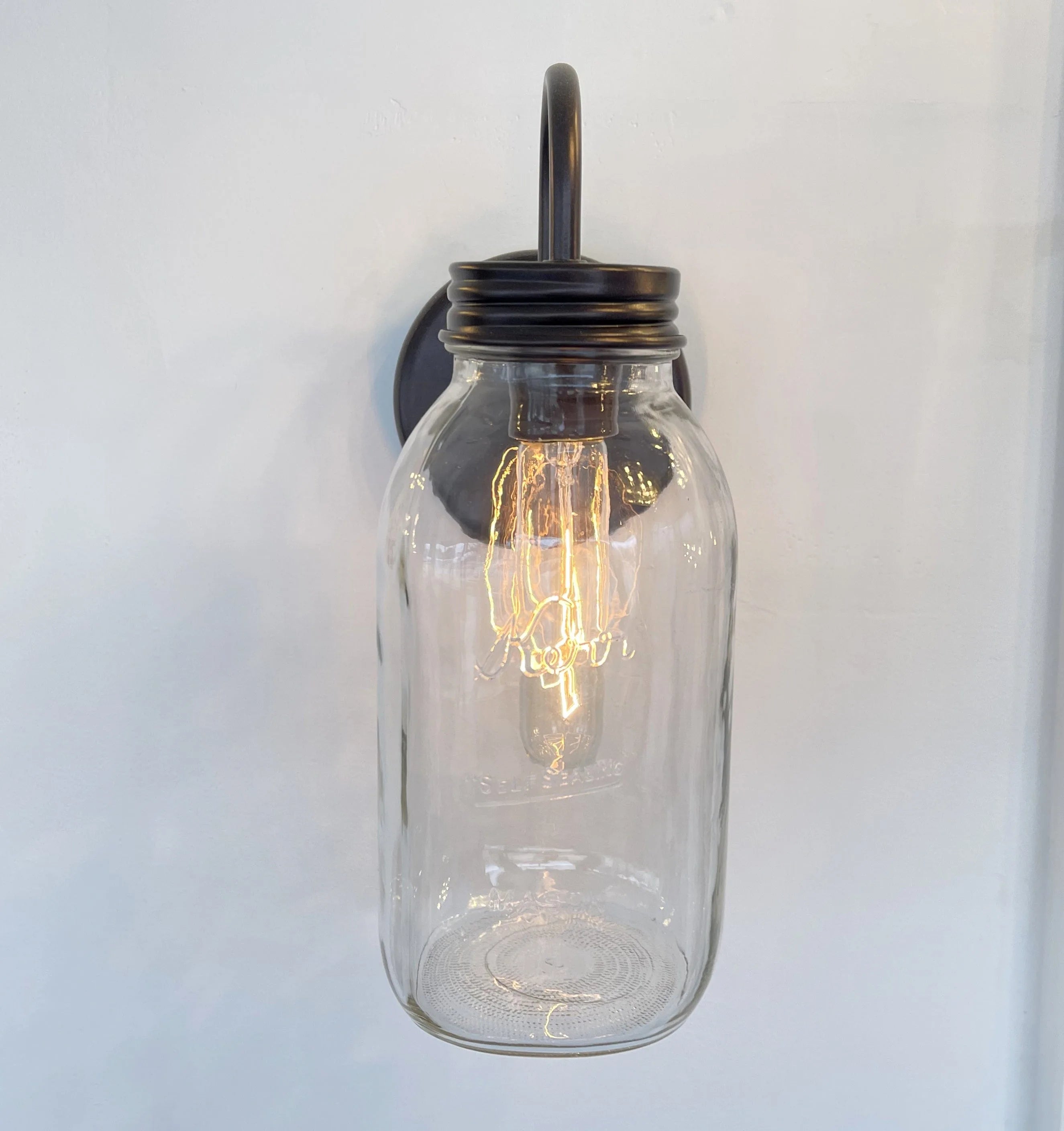 Vintage Kerr Mason Jar Wall Sconce Lighting Fixture