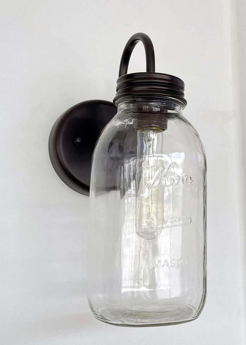 Vintage Kerr Mason Jar Wall Sconce Lighting Fixture