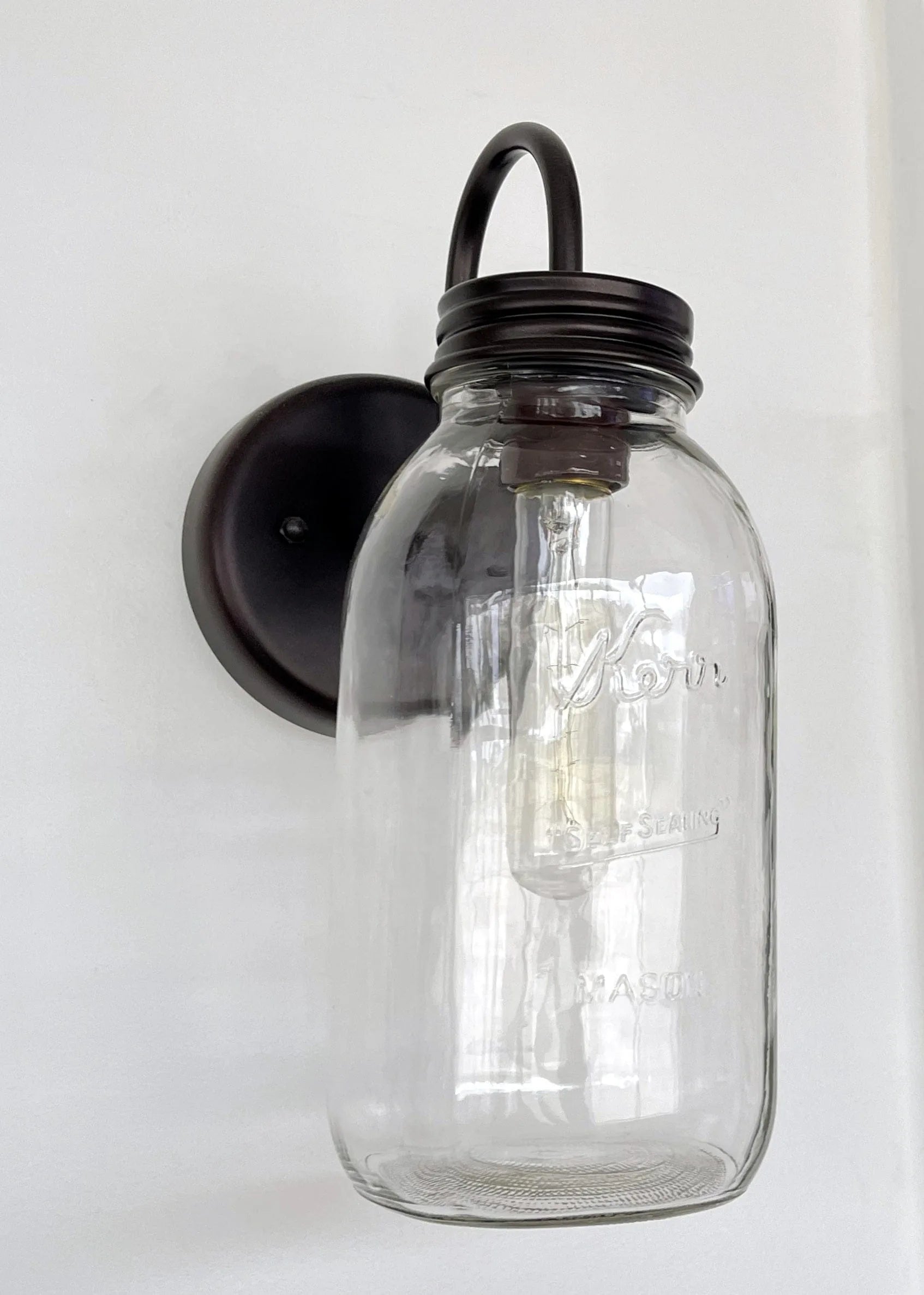 Vintage Kerr Mason Jar Wall Sconce Lighting Fixture