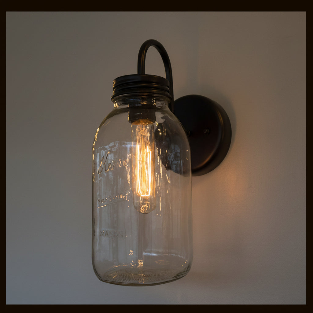 Vintage Kerr Mason Jar Wall Sconce Lighting Fixture