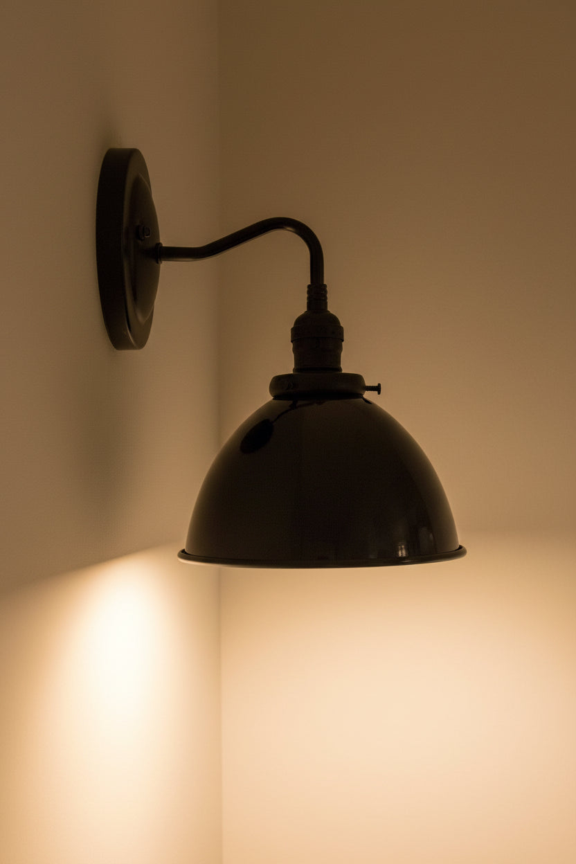 Black Farmhouse Wall Sconce - LED Compatible Vintage Fixture - Cozy Lighting