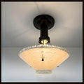 1930’s Peach Frosted Art Deco Suspended Chandelier Ceiling Light