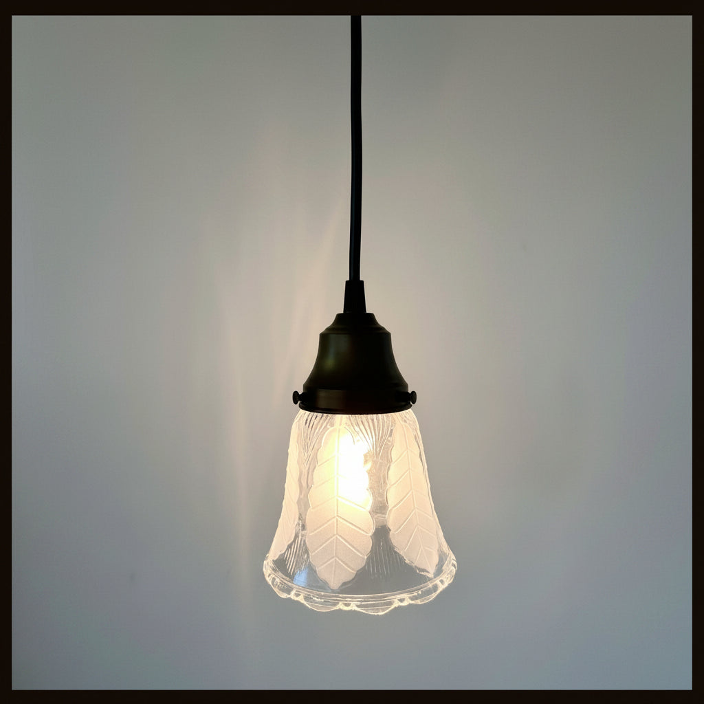 Frosted Leaf Embossed Clear Pendant Light