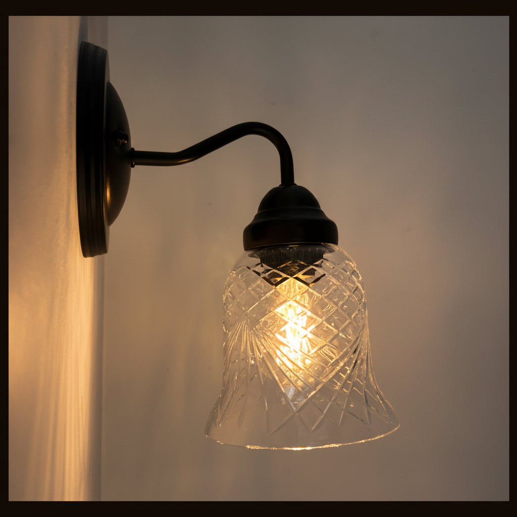 Clear Crosscut Crystal Style Wall Sconce