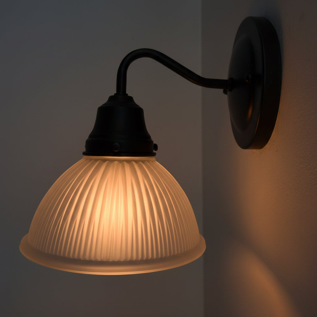 Frosted Glass Factory Holophane Wall Sconce Light Fixture