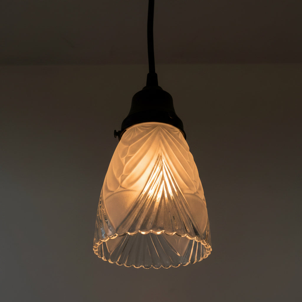 Clear And Frost Fan Ribbed Scallop Pendant Light Wall Sconce