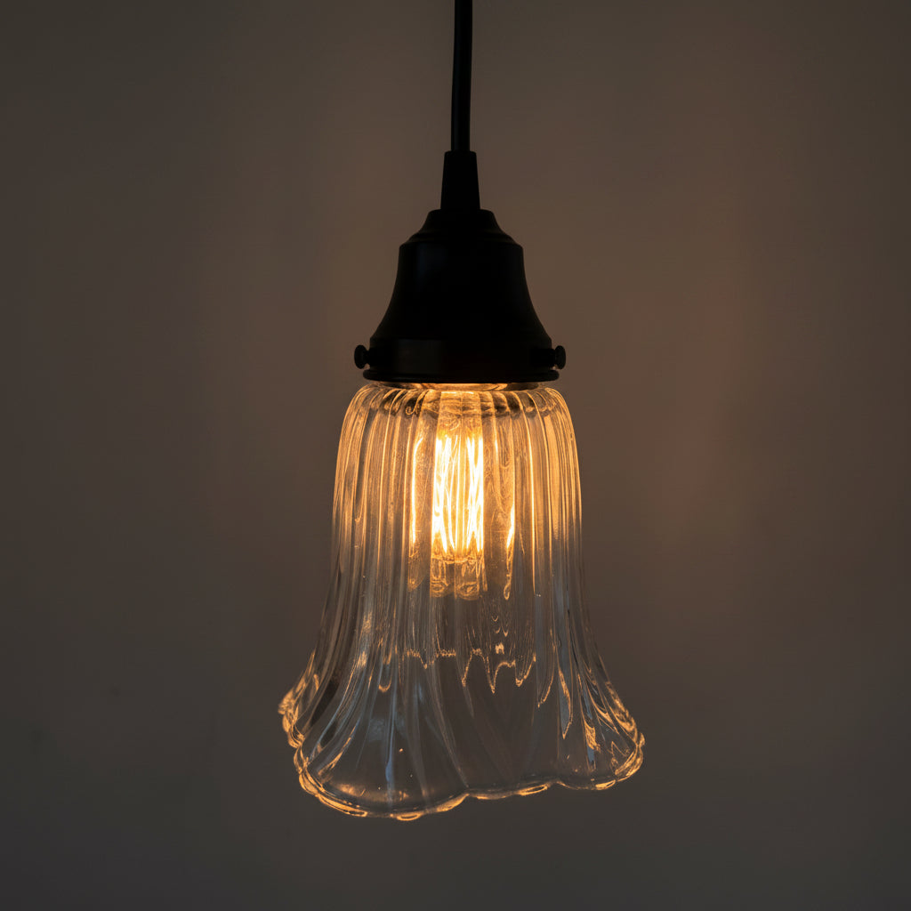 Heavy Pressed Scallop Flare Holophane Pendant