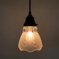 Frosted Leaf Clear Ribbed Glass Pendant
