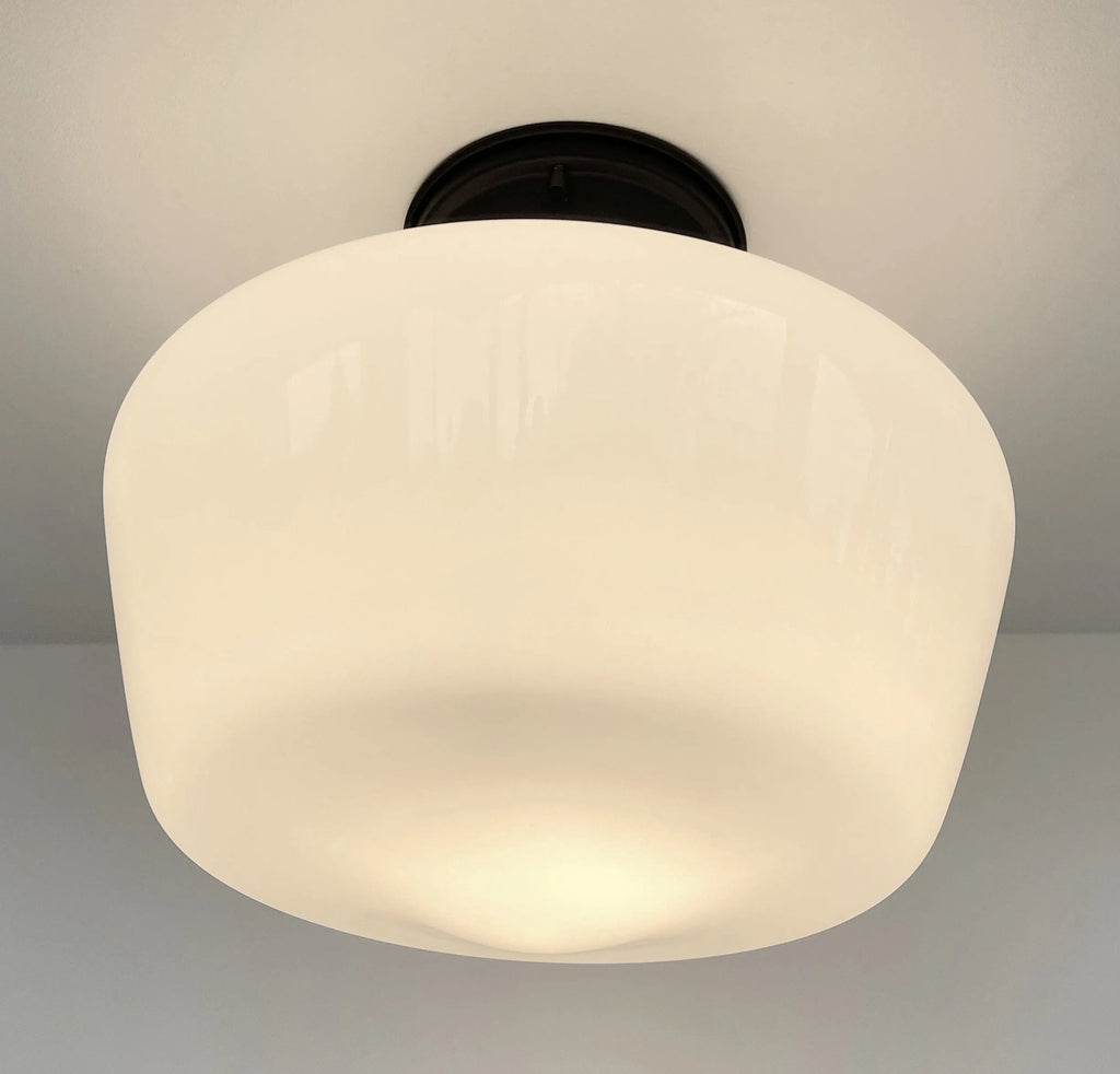 Large Milk Glass Schoolhouse Ceiling Light