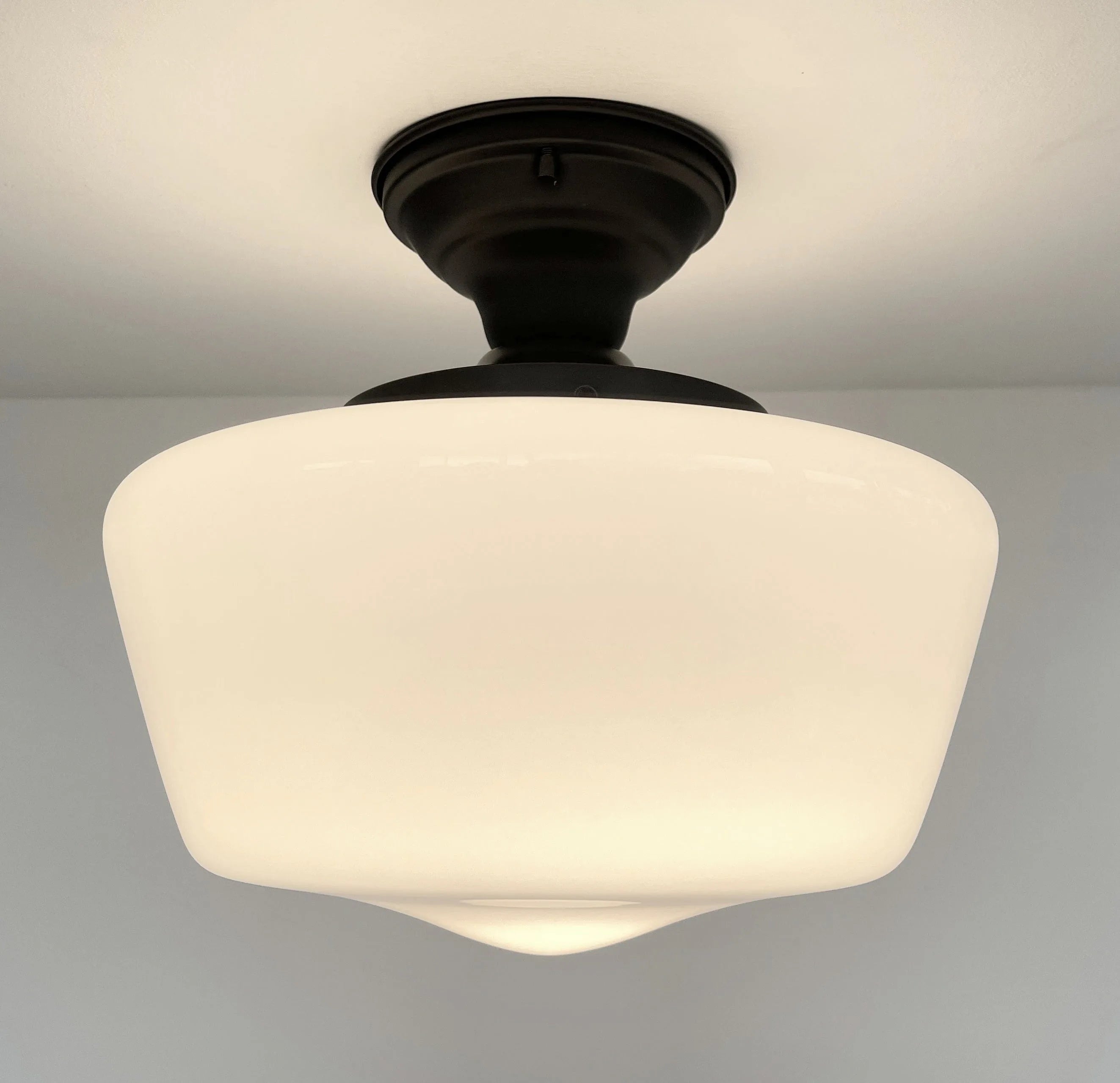 Large Milk Glass Schoolhouse Ceiling Light